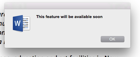 Microsoft Word: This feature will be available soon.