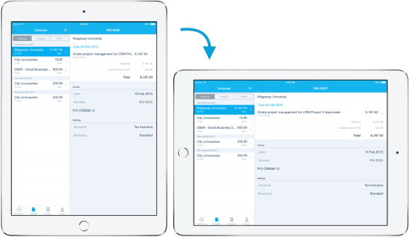 Xero iPad app.