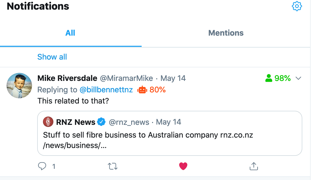 Tweet from Mike Riversdale.