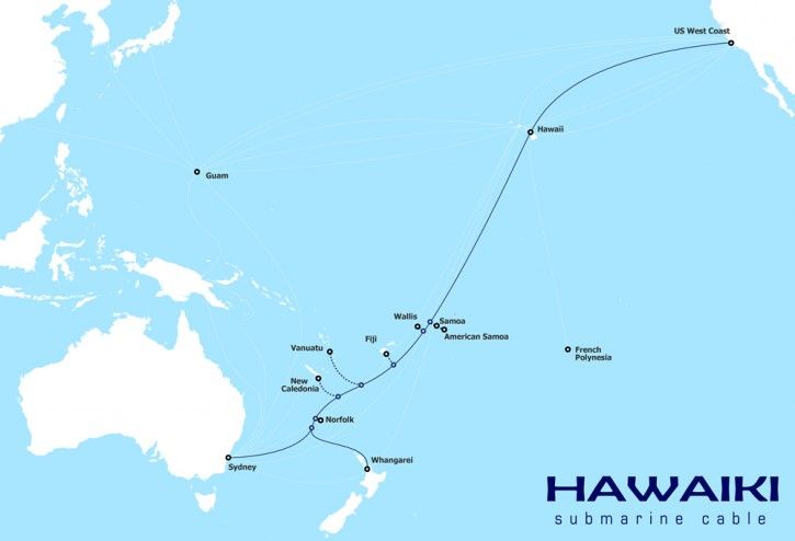 Hawaiki submarine cable map.