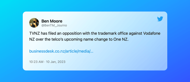 Ben Moore tweet Vodafone brand change.