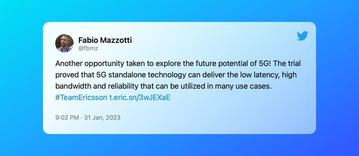 Ericsson - Tweet from Fabio Mazzotti.