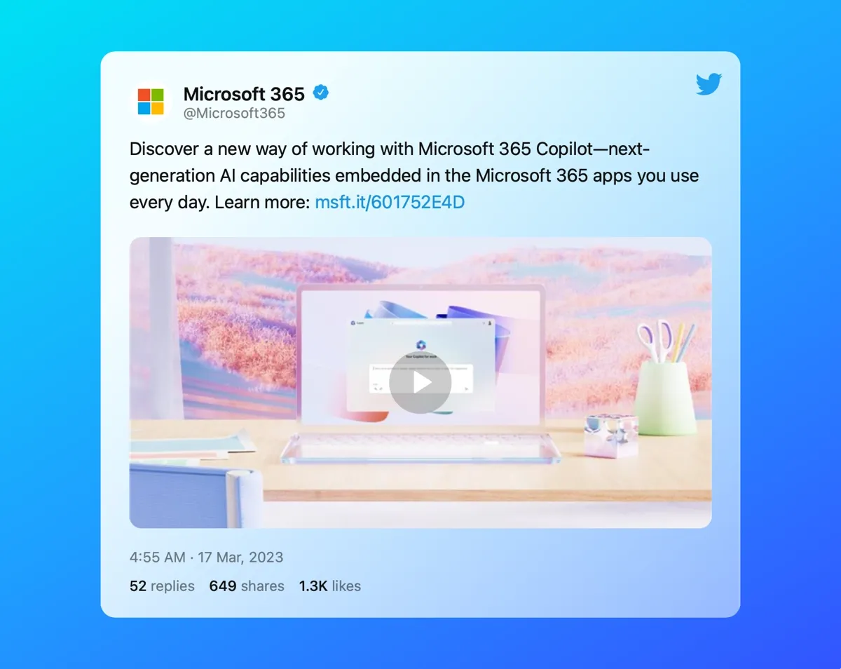 Microsoft 365 working with copilot embedded AI.