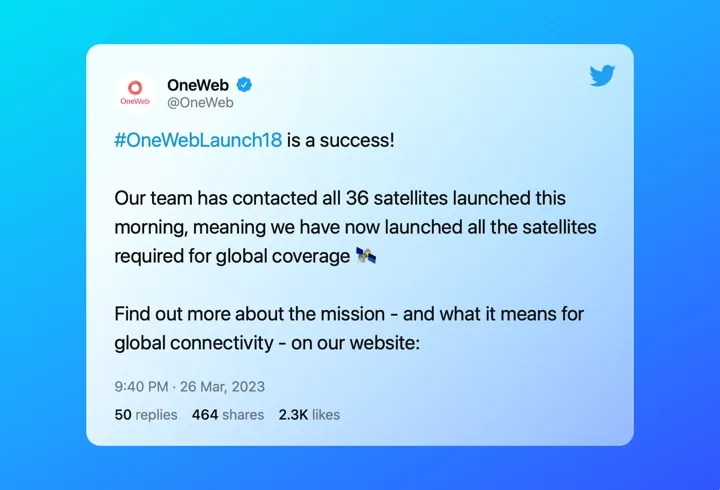 Oneweb 36 satellite launch is a success