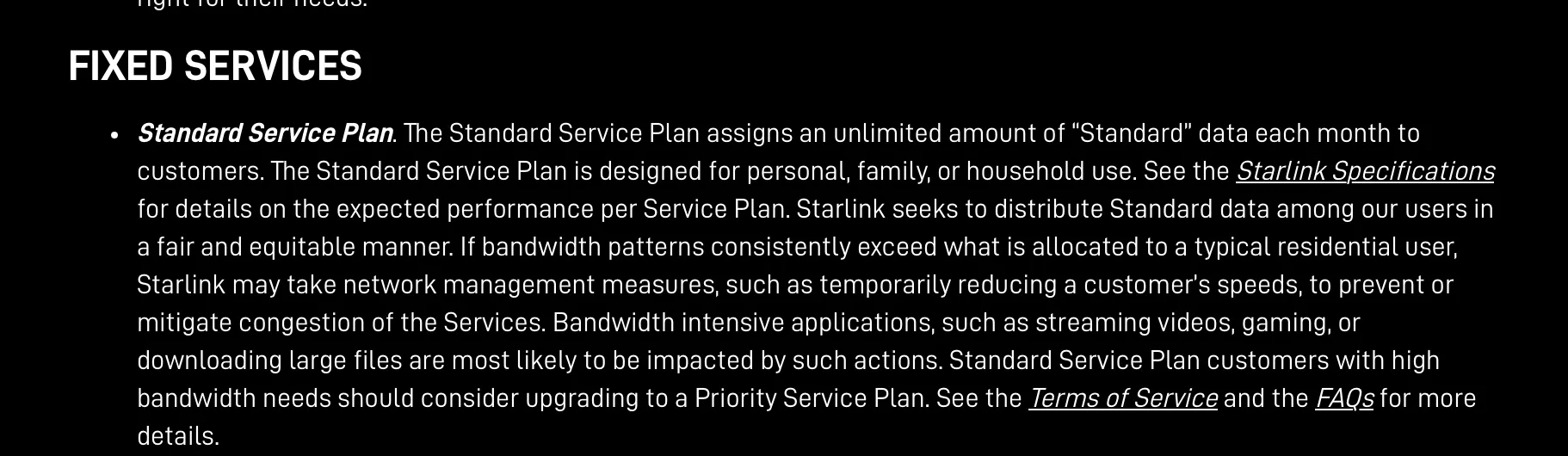 Starlink plan.