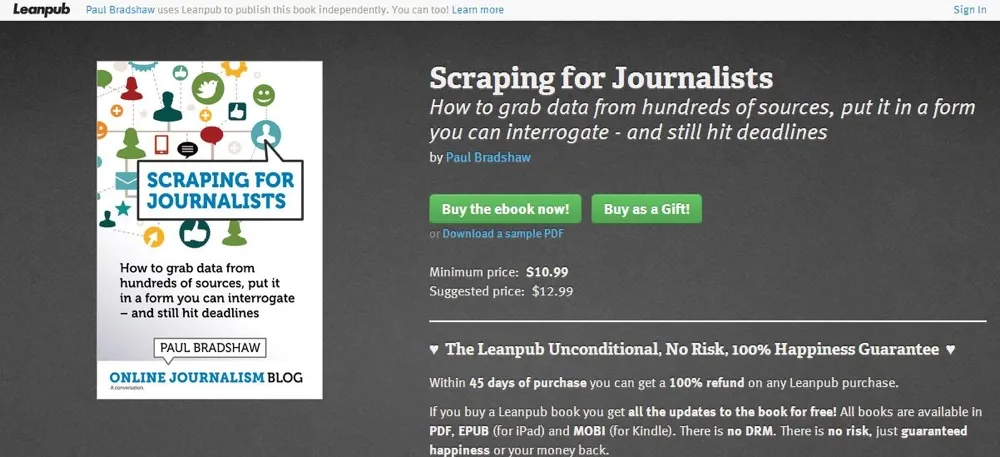 Scraping for journalists is a lean book.