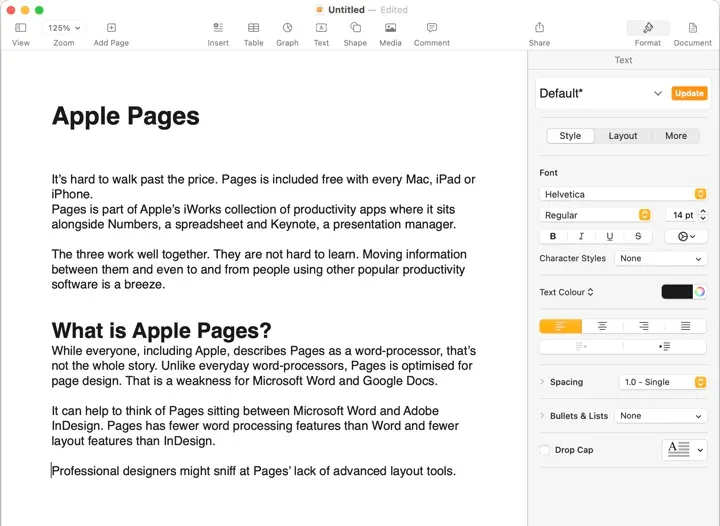 Apple Pages macOS screenshot