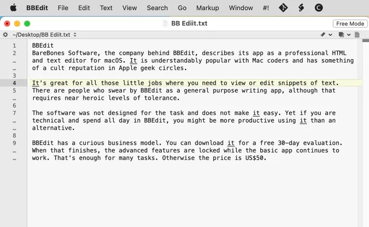 BBEdit text editor.