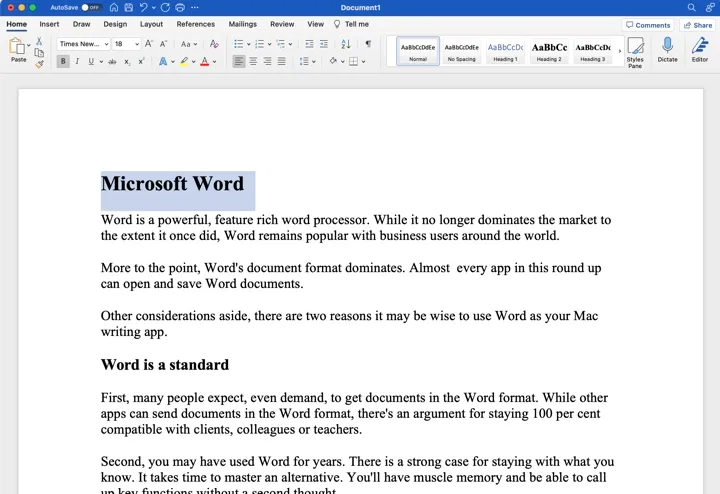 Microsoft Word macOS