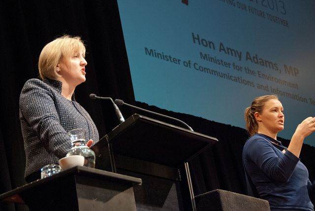 Communications minister Amy Adams addresses NetHui.