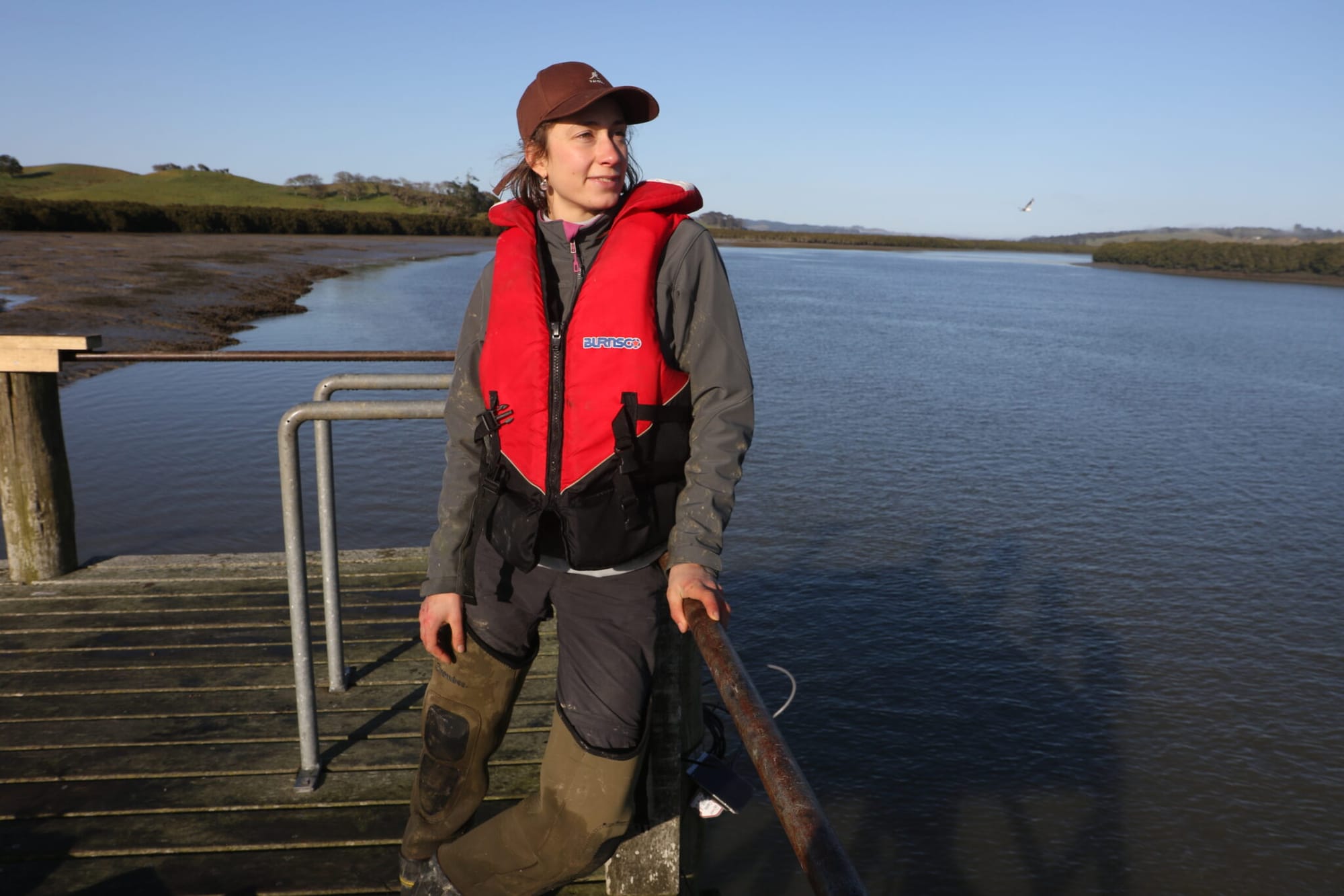 Anne-Fleur van Leeuwen on the Kaipara Moana.