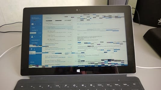 The Surface 2 crashed with the screen breaking up like this three times today.