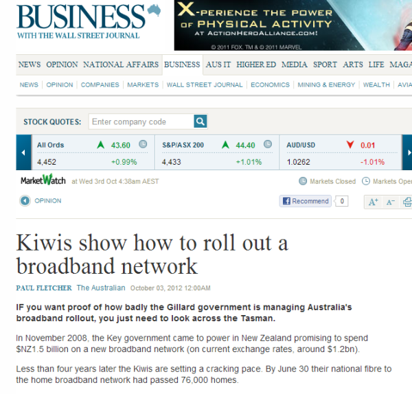 "Kiwis show how to roll out a broadband network" – The Australian.