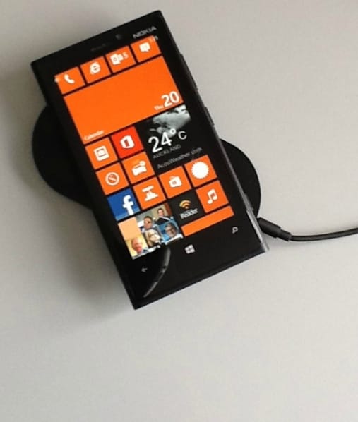 Nokia Lumia 920 with wireless charger.