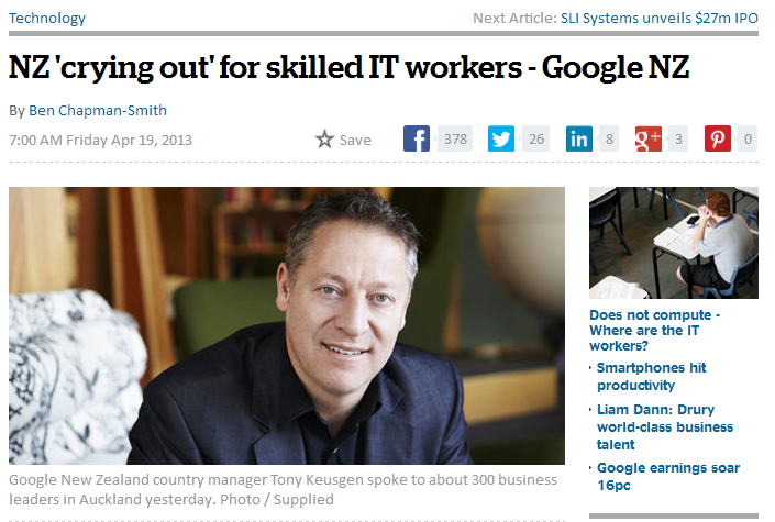 Google NZ in the newspaper