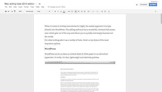 Google Docs Mac OS X screen shot.