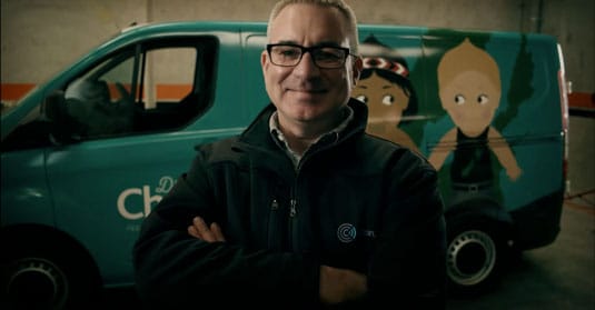 Chorus market development manager Hamish Girvan and the van.