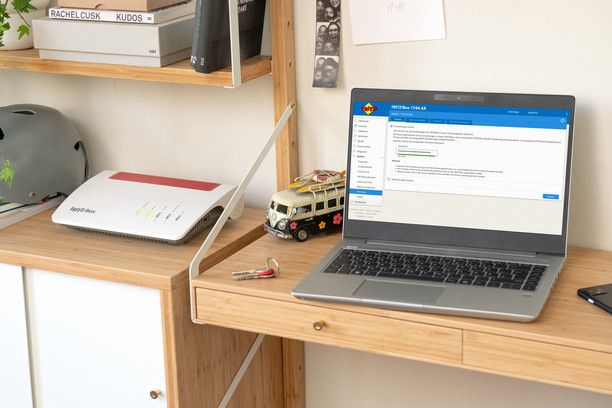 Fritzbox wireless router in home office.