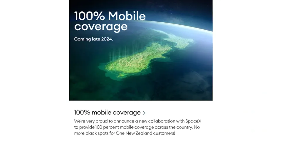 One NZ 100% mobile coverage online ad.