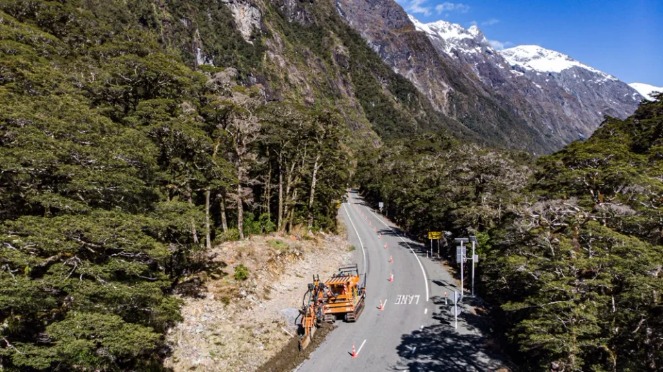 Engineers working on the Milford Sound fibre connection. (Photo credit Marais Laying).