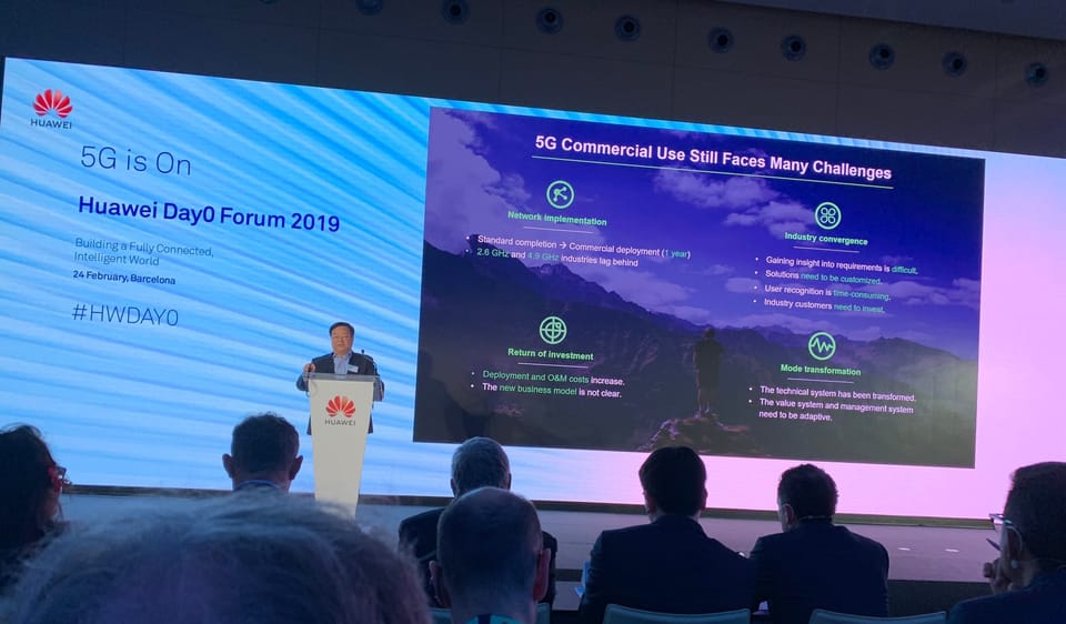 Huawei presenting its 5G credentials at Mobile World Congress 2019. 