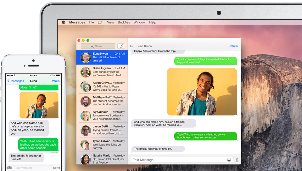 Receiving SMS messages on a Mac and iPhone.  