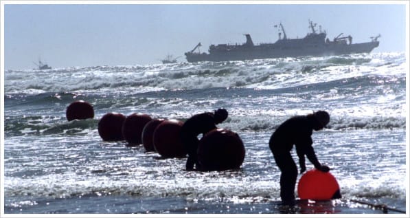 Submarine cable laying.