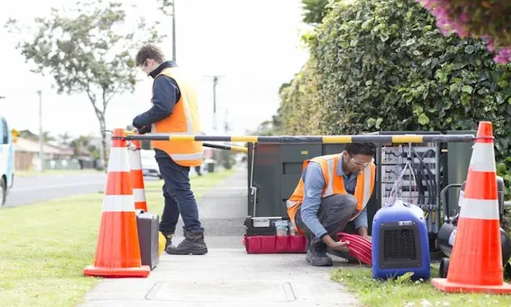 Chorus engineers installing fibre during UFB build.