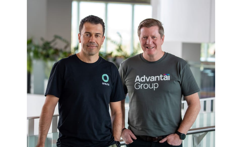 Kieran Byrne, One NZ chief technology officer and David Joss, Advantai Group CEO.