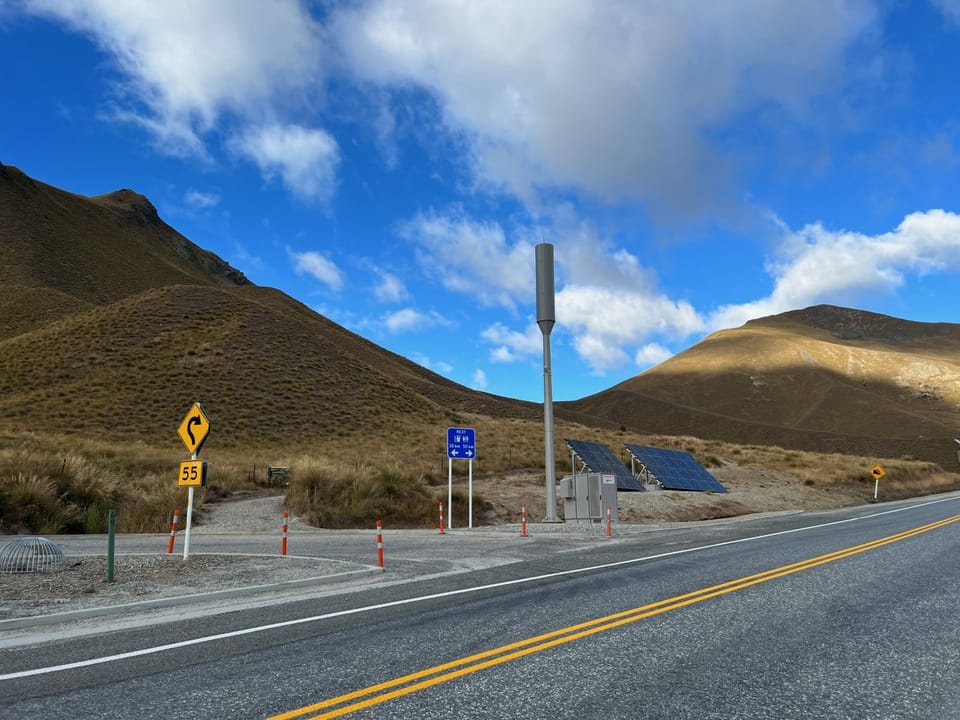 Spark New Zealand mobile network Lindis Pass. 