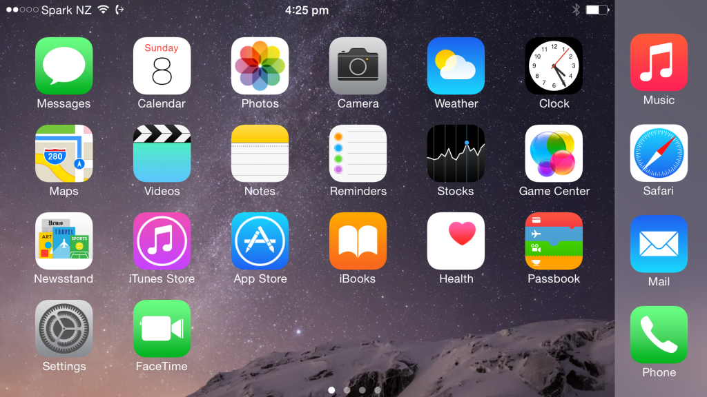 On an iPhone 6 Plus the home screen looks more like an iPad than a traditional iPhone.